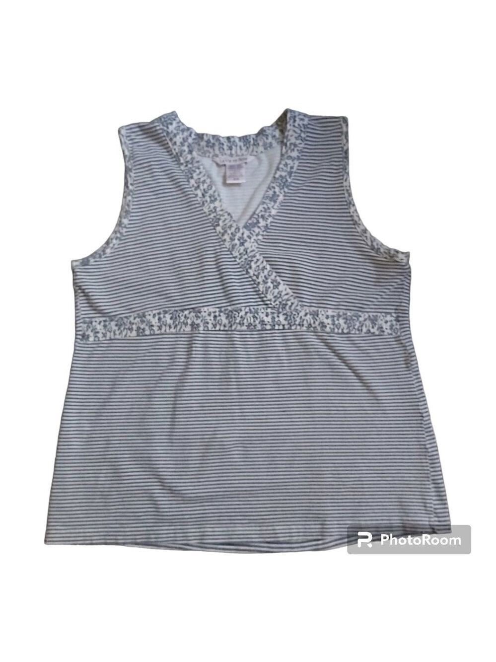 La Vie en Rose Women's Cotton Blend Lounge Surplice Neck Top Empire Waist-Size S